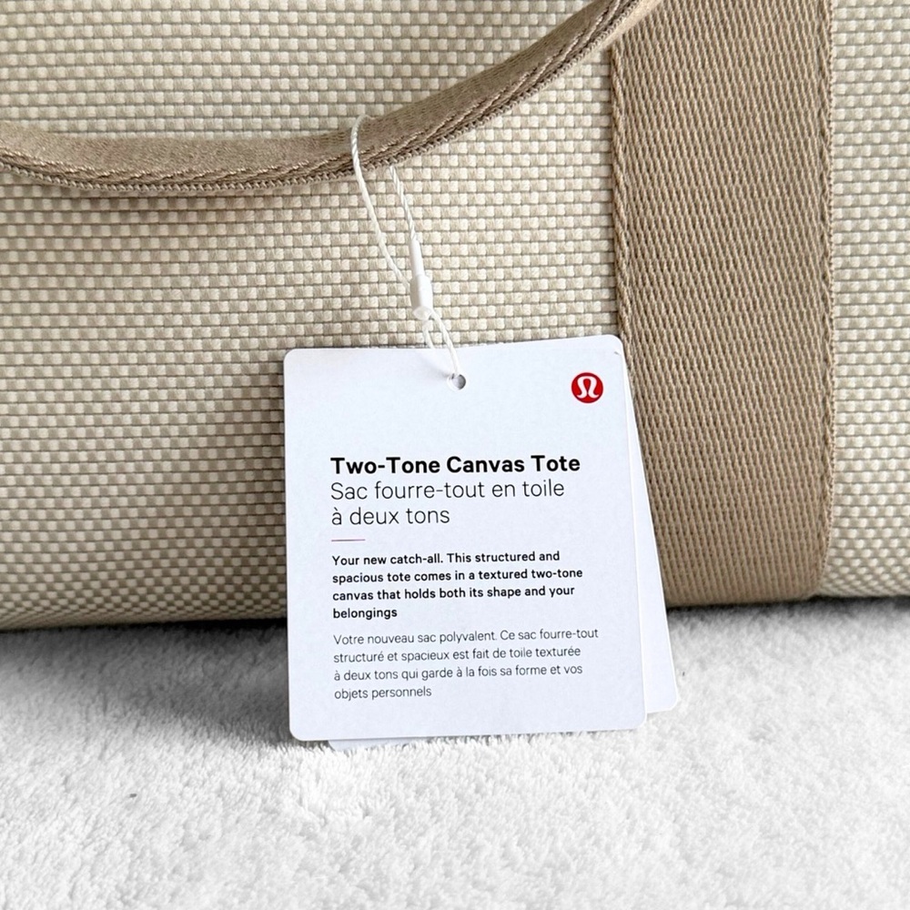 NWT Lululemon Two-Tone Canvas Tote Bag — 10L — Movage Tan/Light Ivory — SOLD OUT - Picture 13 of 14